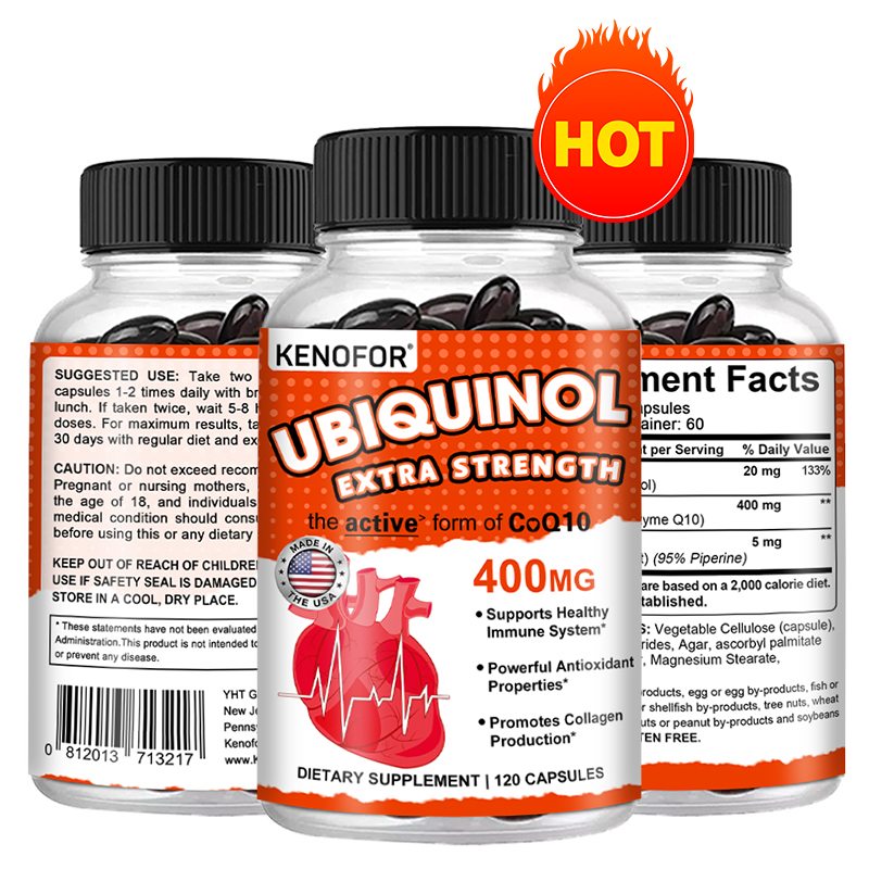 Coq10 Ubiquinol Softgel - ユビキノール CoQ10 400mg ソフトジェル、超吸収性、抗酸化作用、心臓の健康とエネルギー生産に良い、コエンザイム Q10 ビタミン
