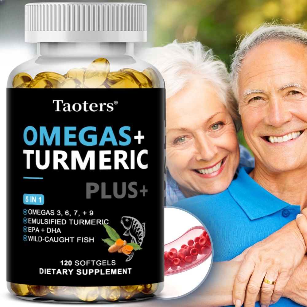 Turmeric Curcumin Capsule - オメガ3・6・9サプリメントプラス - 脳と心臓の健康と関節サポート、消化促進、ターメリック・クルクミン配合、DHA＆EPA入り