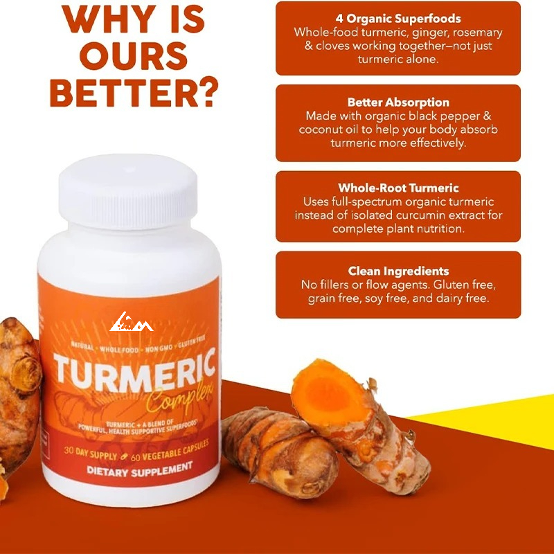 オーガニック黒胡椒、ターメリック、クルクミン - 1000m - Turmeric Curcumin Capsule のレビューと価格