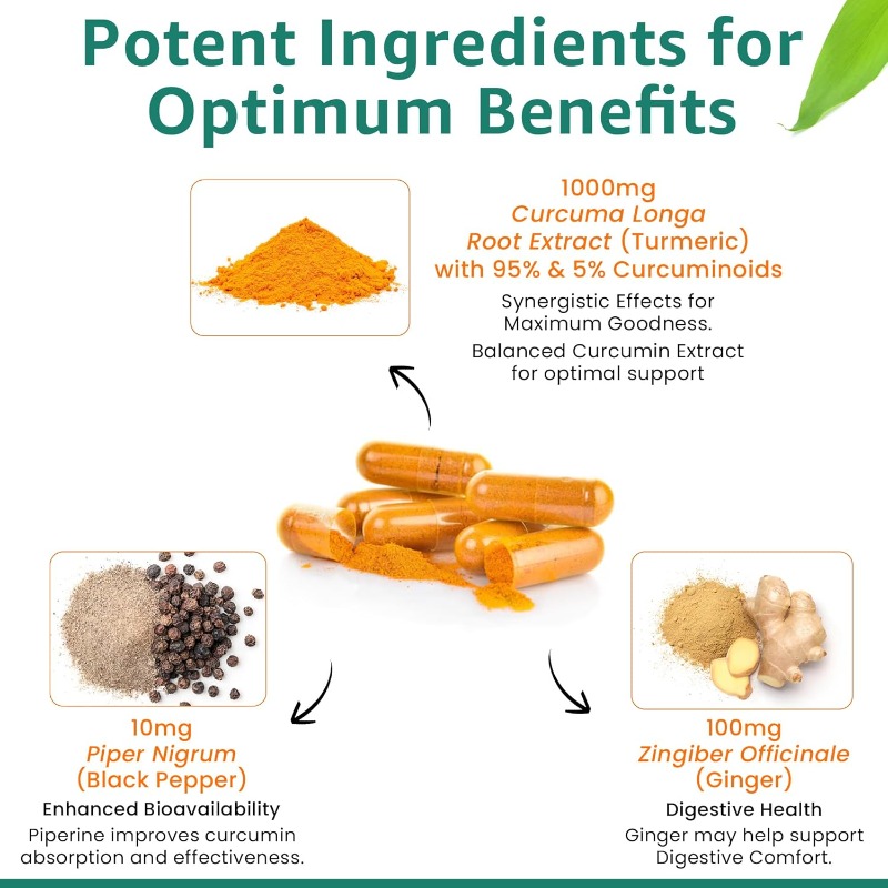 栄養クルクミンターメリックサプリメント 95%クルクミンと9 - Turmeric Curcumin Capsule のレビューと価格
